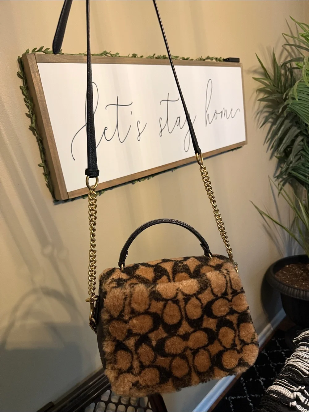 Coach J Lo Faux Fur Turnlock Shoulder Bag
